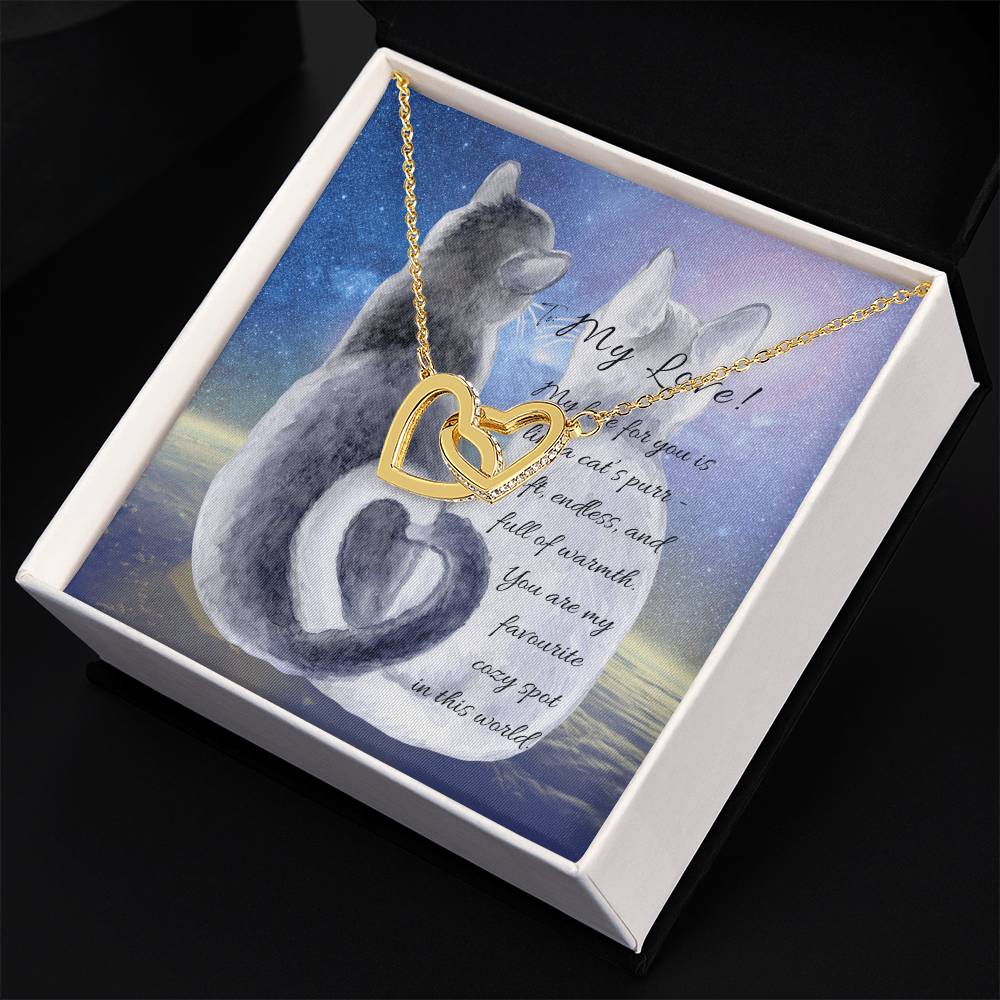 "Interlocking Hearts Necklace" A message card and two box options -NE803