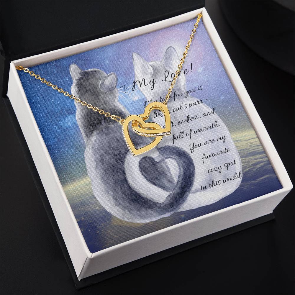 "Interlocking Hearts Necklace" A message card and two box options -NE803