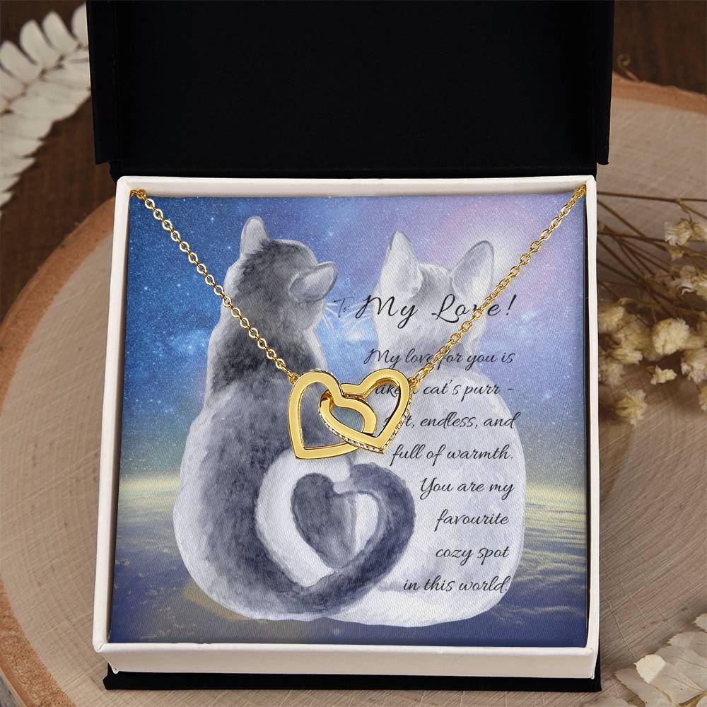 "Interlocking Hearts Necklace" A message card and two box options -NE803