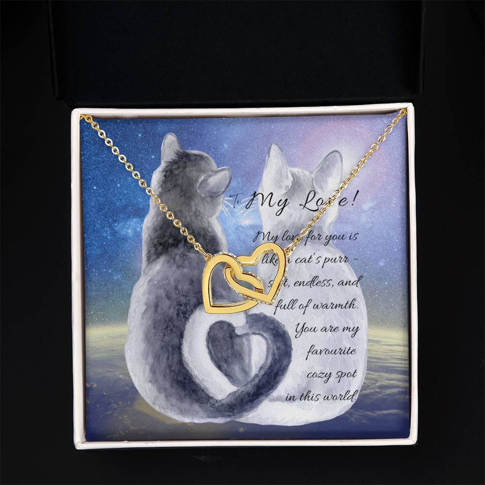 "Interlocking Hearts Necklace" A message card and two box options -NE803