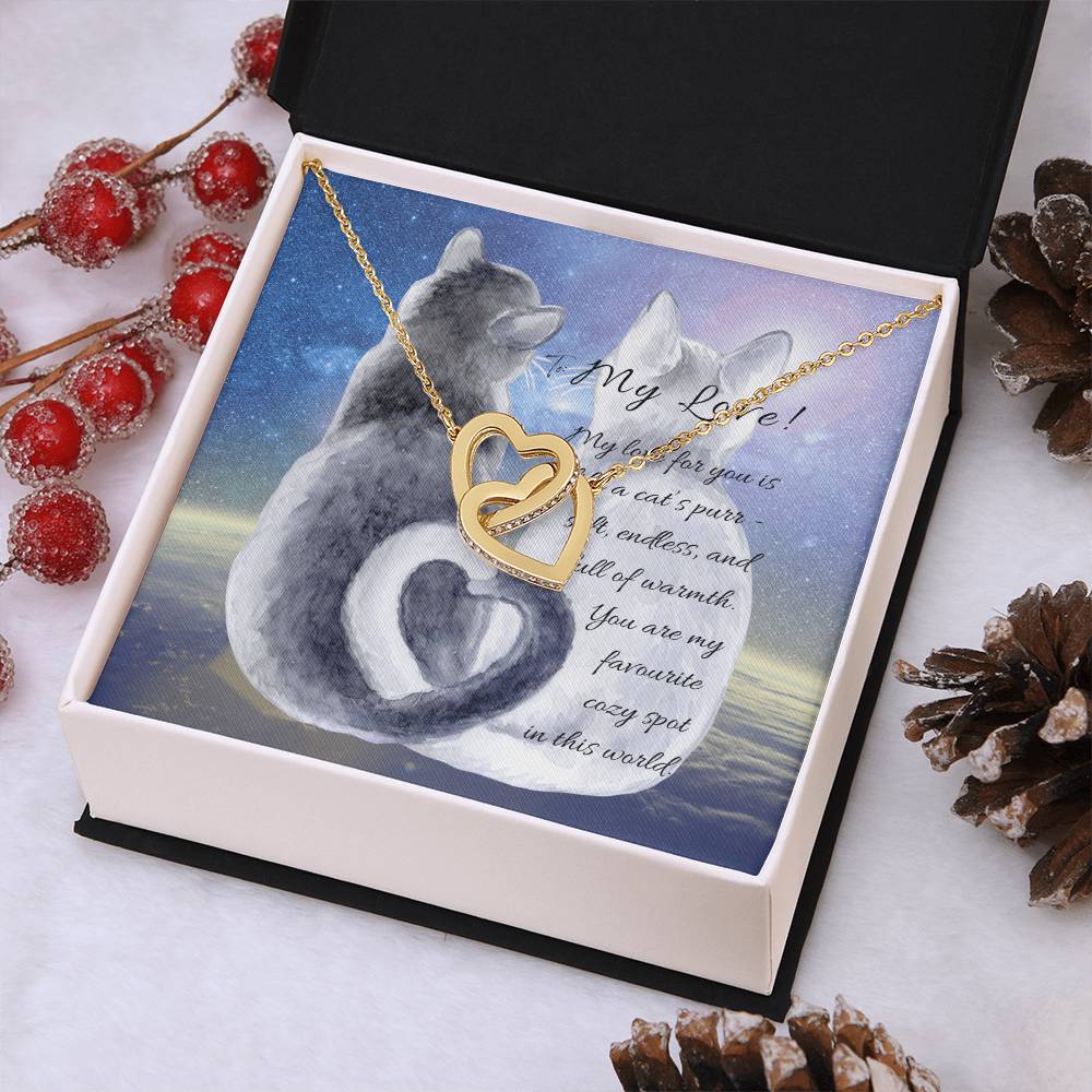 "Interlocking Hearts Necklace" A message card and two box options -NE803