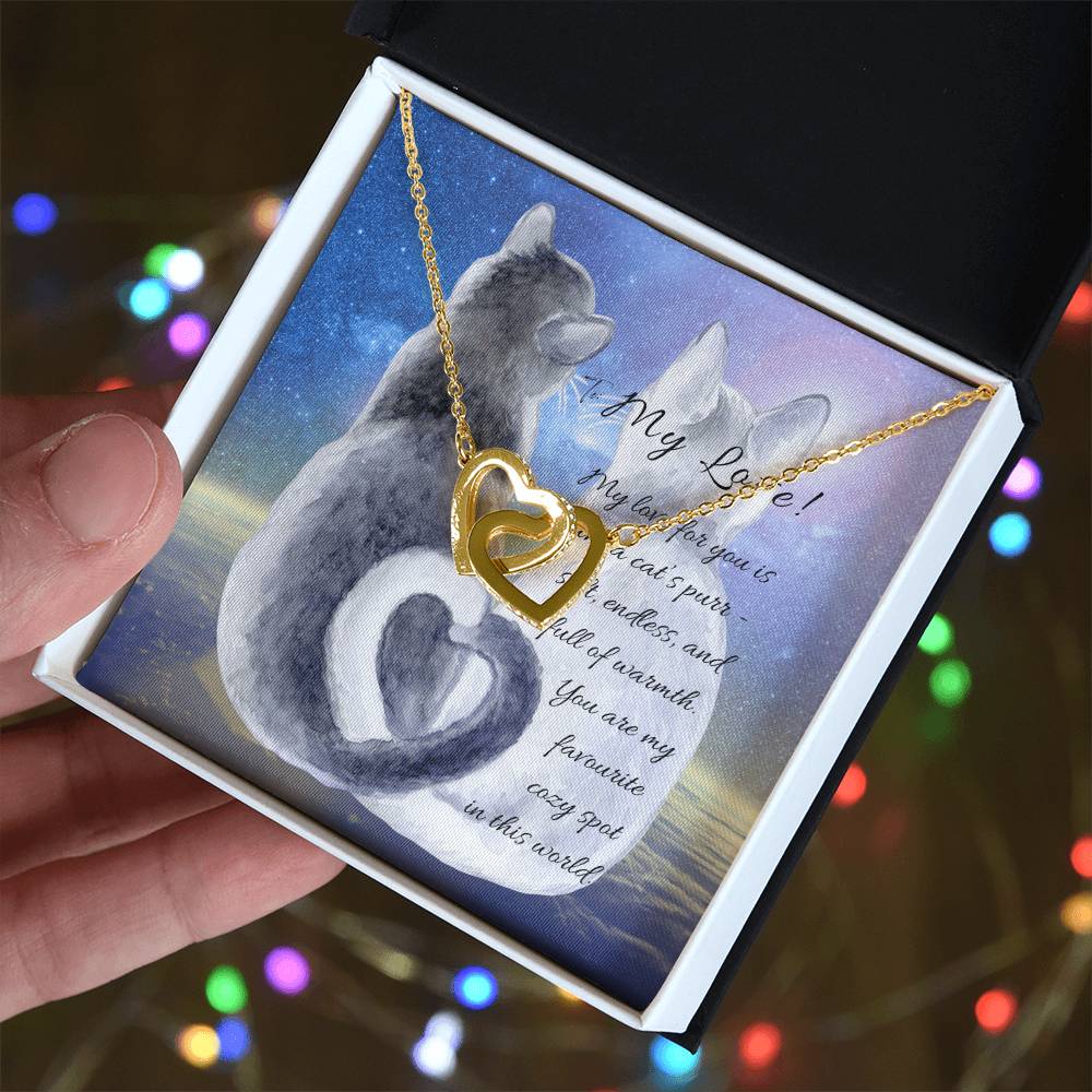 "Interlocking Hearts Necklace" A message card and two box options -NE803