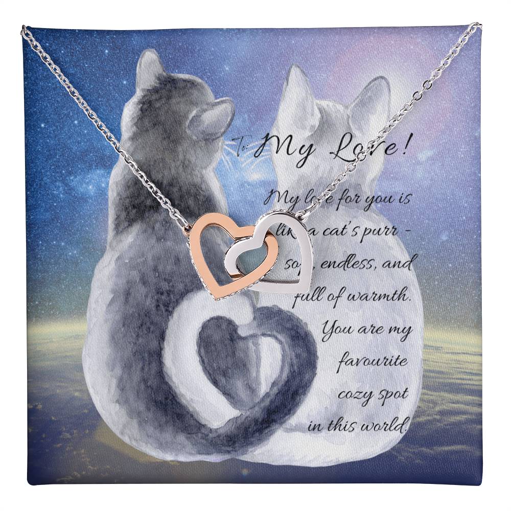 "Interlocking Hearts Necklace" A message card and two box options -NE803