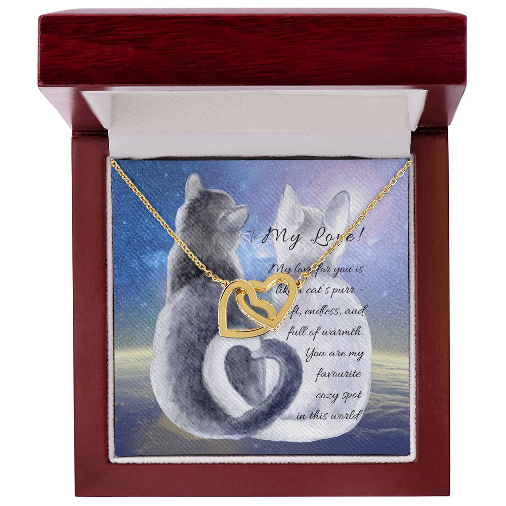 "Interlocking Hearts Necklace" A message card and two box options -NE803