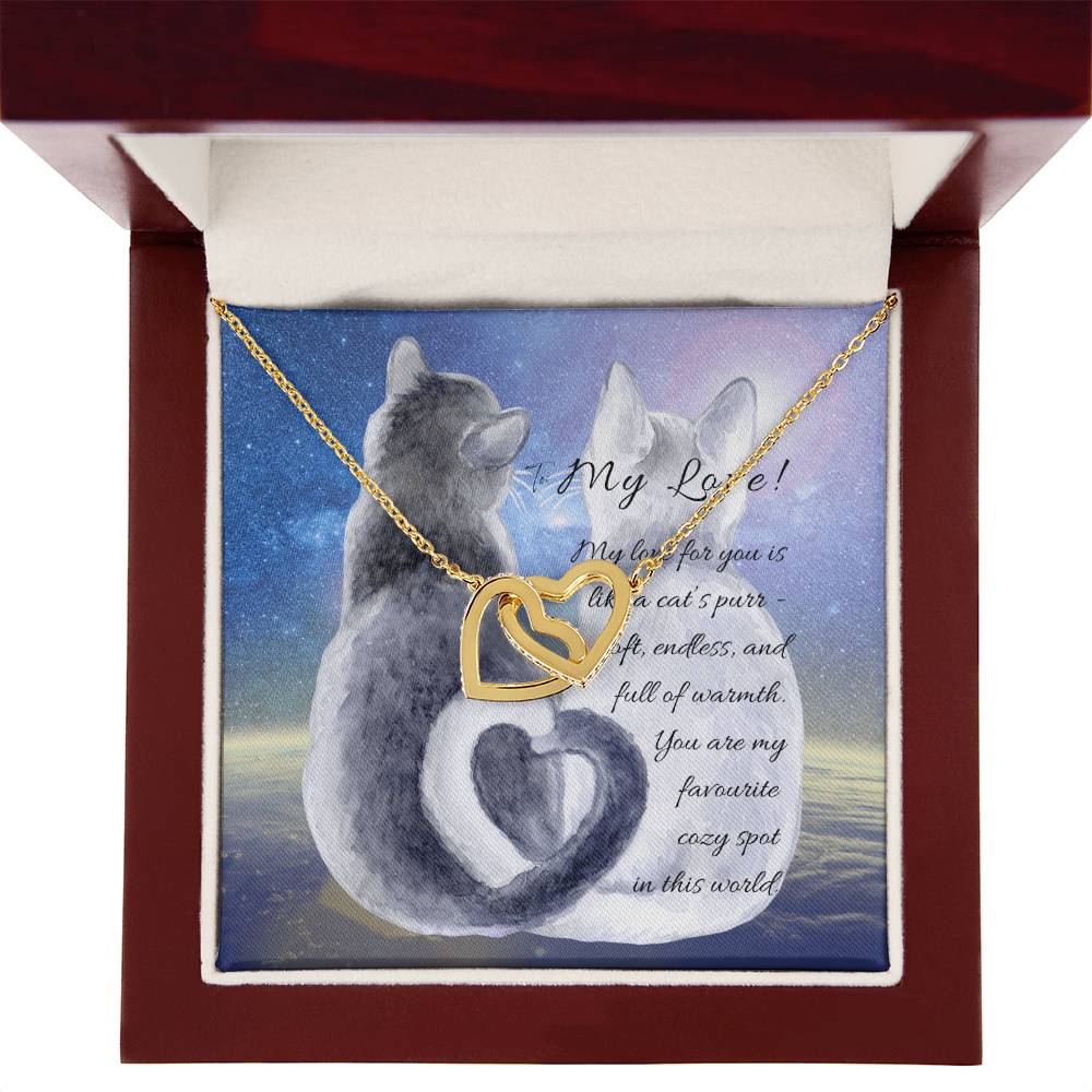 "Interlocking Hearts Necklace" A message card and two box options -NE803