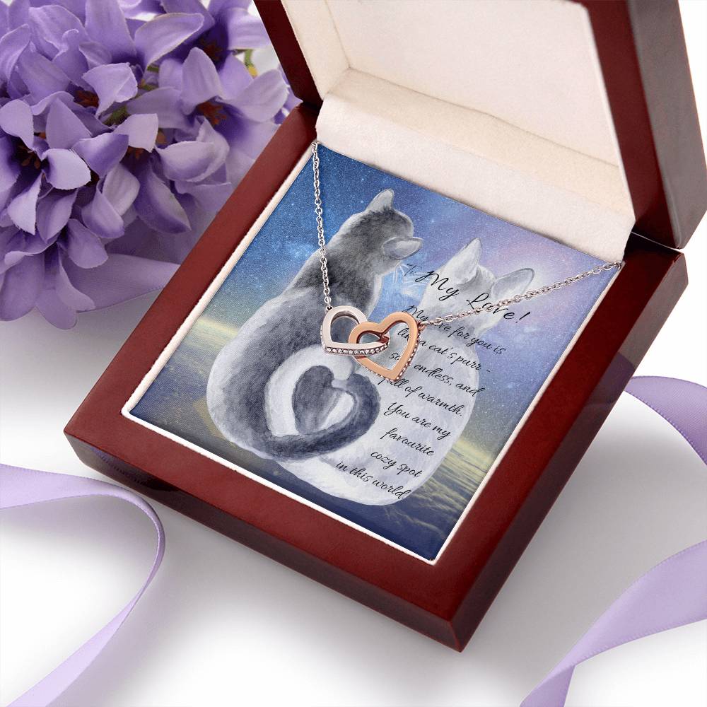 "Interlocking Hearts Necklace" A message card and two box options -NE803