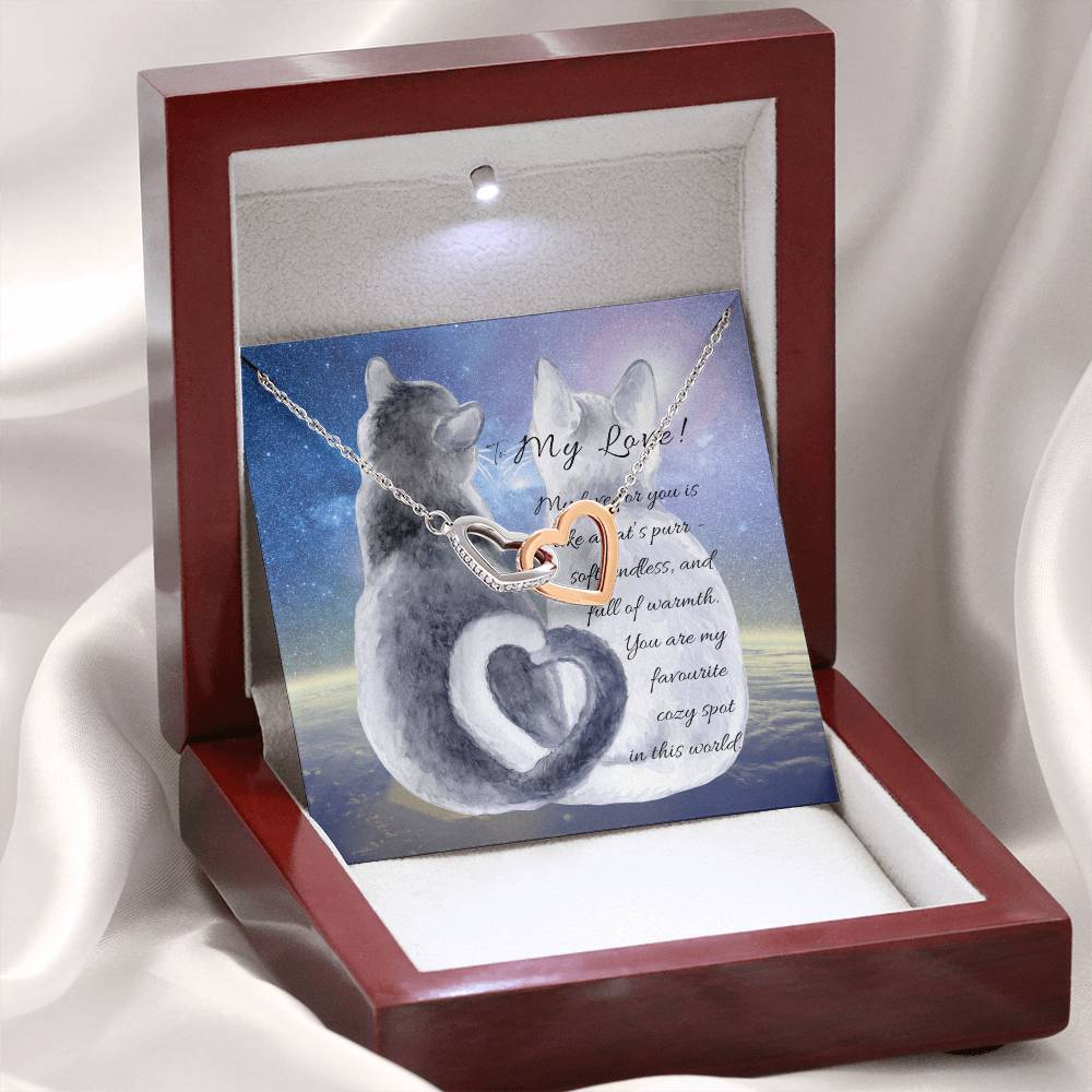 "Interlocking Hearts Necklace" A message card and two box options -NE803