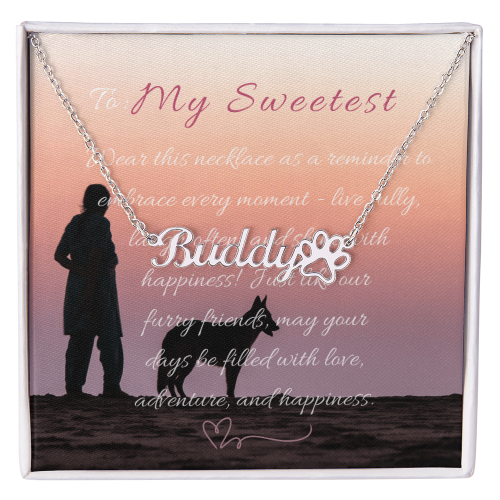 "Personalized Paw Print Name Necklace" –Customize with a name! -NN1105