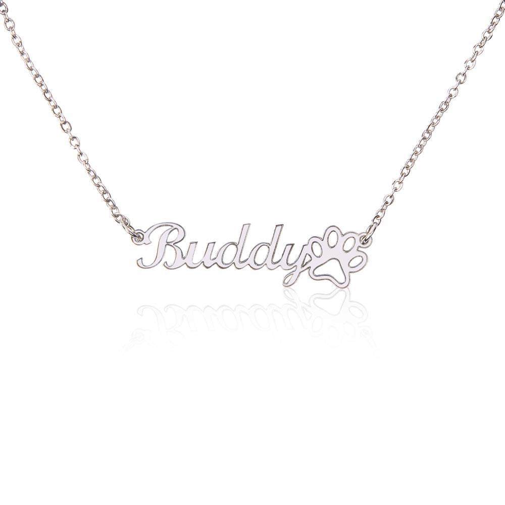 "Personalized Paw Print Name Necklace" –Customize with a name! -NN1105