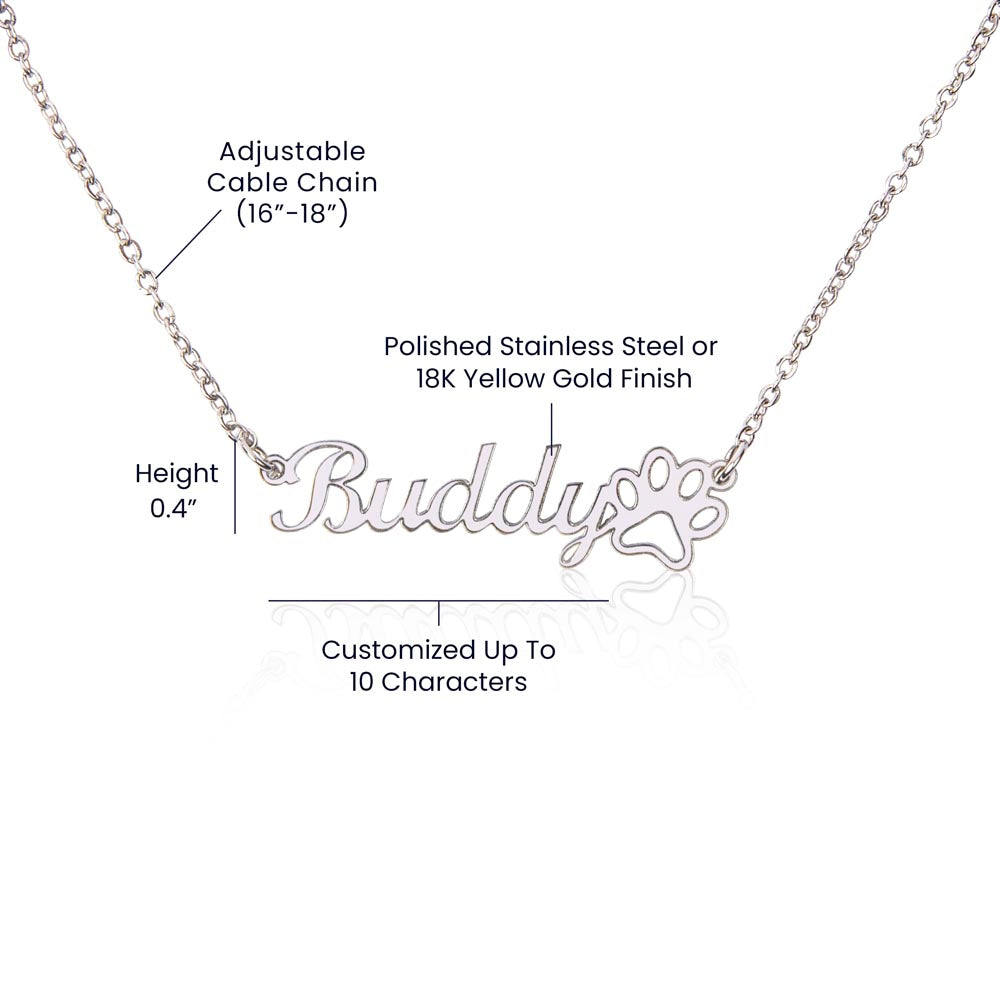 "Personalized Paw Print Name Necklace" –Customize with a name! -NN1105