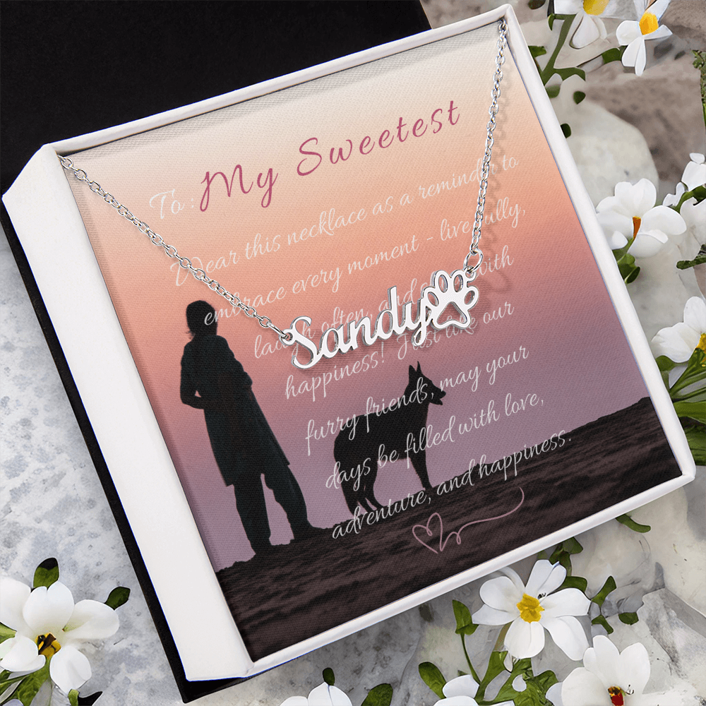 "Personalized Paw Print Name Necklace" –Customize with a name! -NN1105