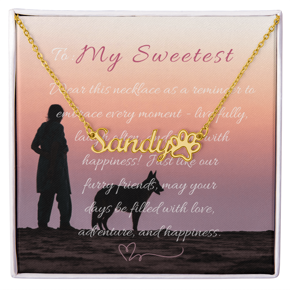 "Personalized Paw Print Name Necklace" –Customize with a name! -NN1105