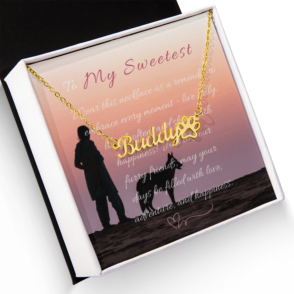 "Personalized Paw Print Name Necklace" –Customize with a name! -NN1105