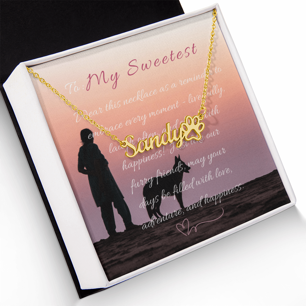 "Personalized Paw Print Name Necklace" –Customize with a name! -NN1105