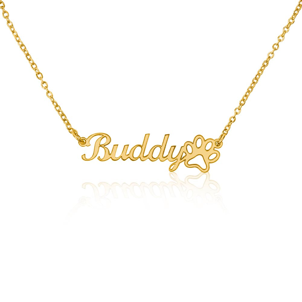 "Personalized Paw Print Name Necklace" –Customize with a name! -NN1105