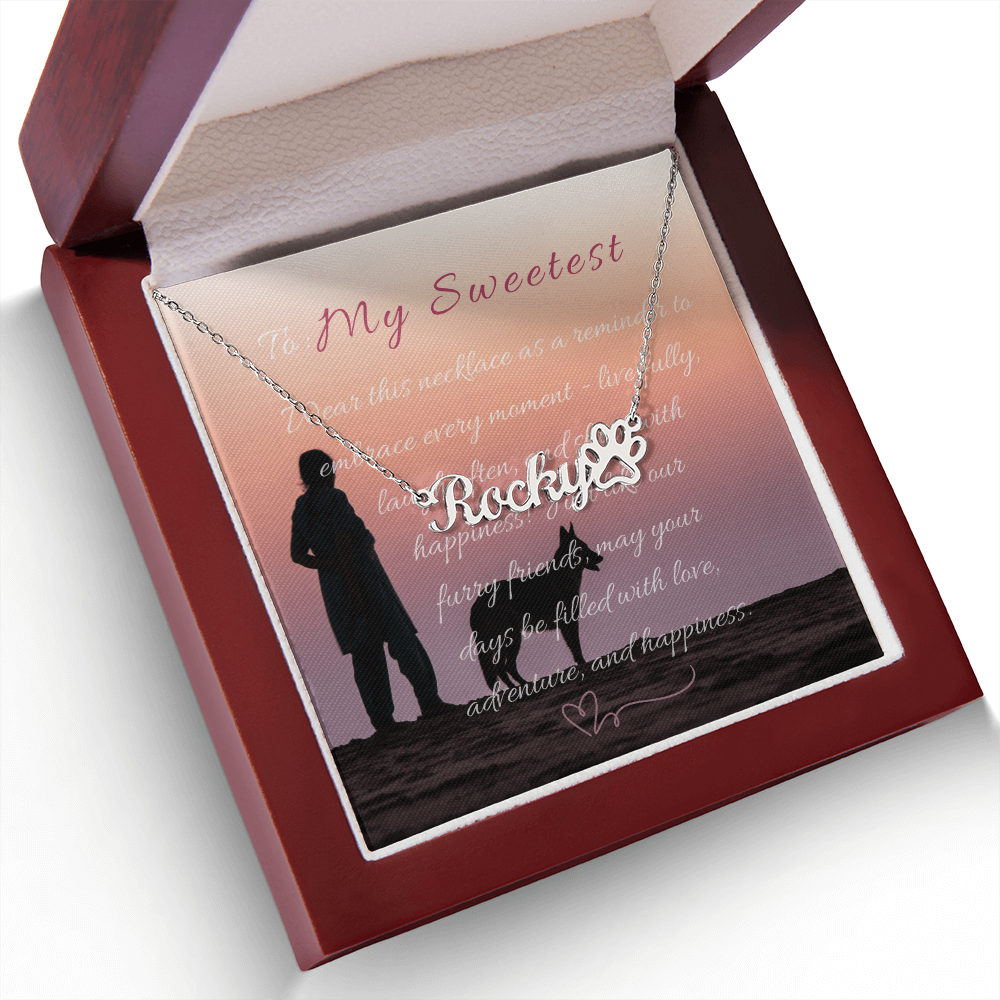 "Personalized Paw Print Name Necklace" –Customize with a name! -NN1105