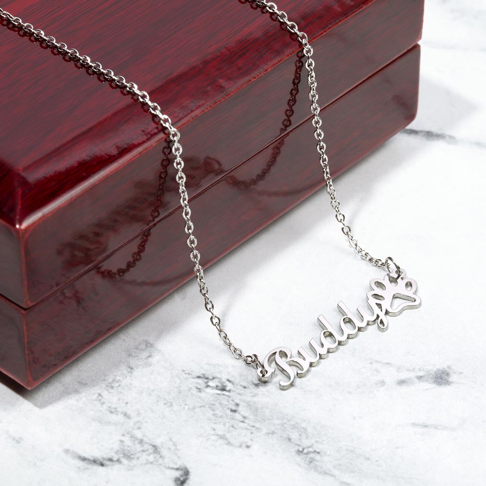 "Personalized Paw Print Name Necklace" –Customize with a name! -NN1105