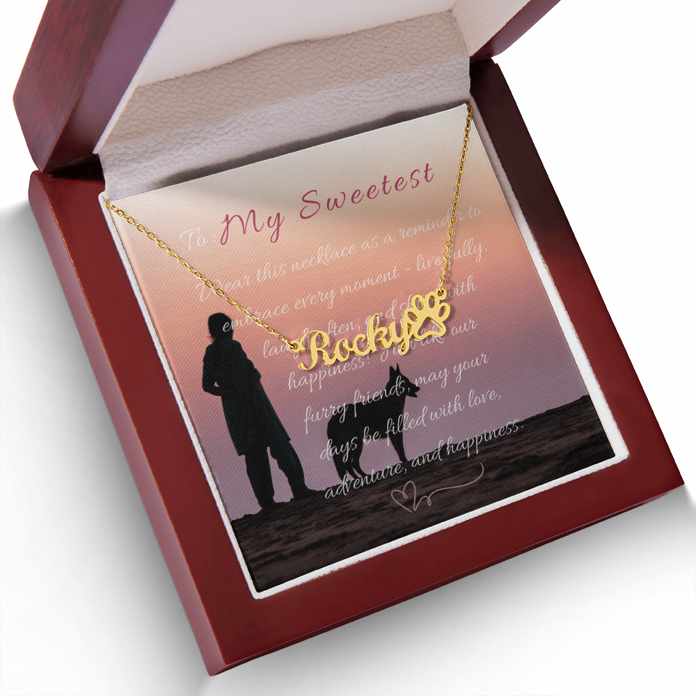 "Personalized Paw Print Name Necklace" –Customize with a name! -NN1105