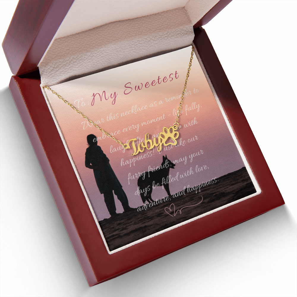 "Personalized Paw Print Name Necklace" –Customize with a name! -NN1105