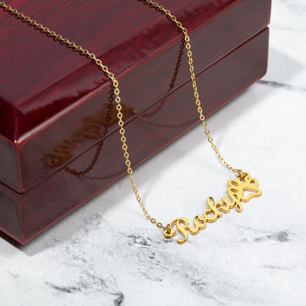 "Personalized Paw Print Name Necklace" – Customize the necklace with your chosen name! -NN1102