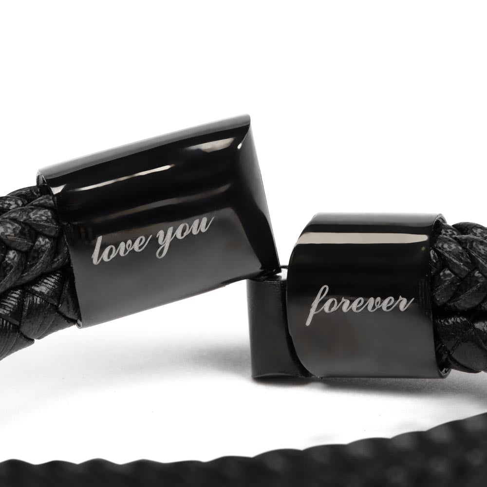 Men's "Love You Forever Bracelet". Engraved with a heartfelt message, two box options. -BL501