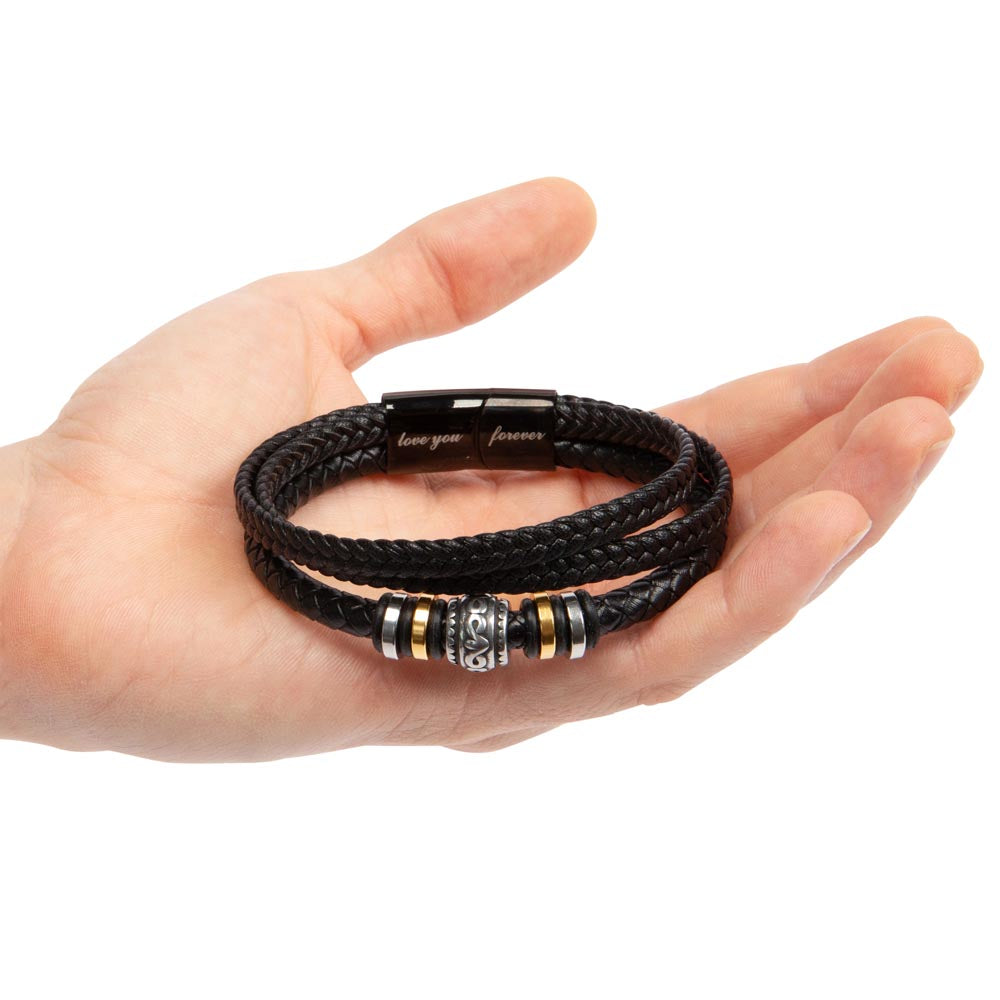 Men's "Love You Forever Bracelet". Engraved with a heartfelt message, two box options. -BL501