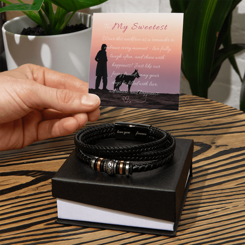 Men's "Love You Forever Bracelet". Engraved with a heartfelt message, two box options. -BL505