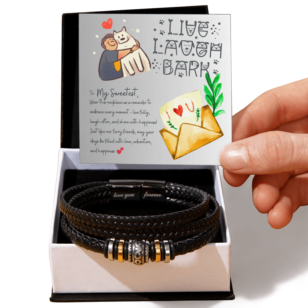 Men's "Love You Forever Bracelet". Engraved with a heartfelt message, two box options.  -BL502