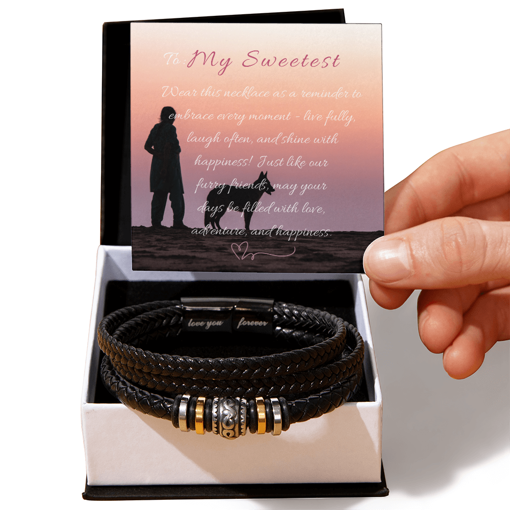 Men's "Love You Forever Bracelet". Engraved with a heartfelt message, two box options. -BL505