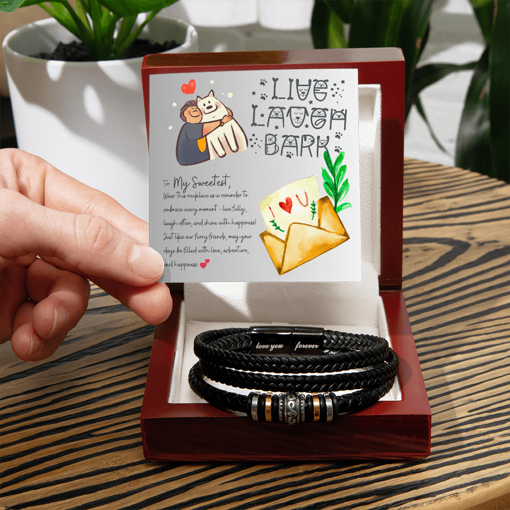 Men's "Love You Forever Bracelet". Engraved with a heartfelt message, two box options.  -BL502