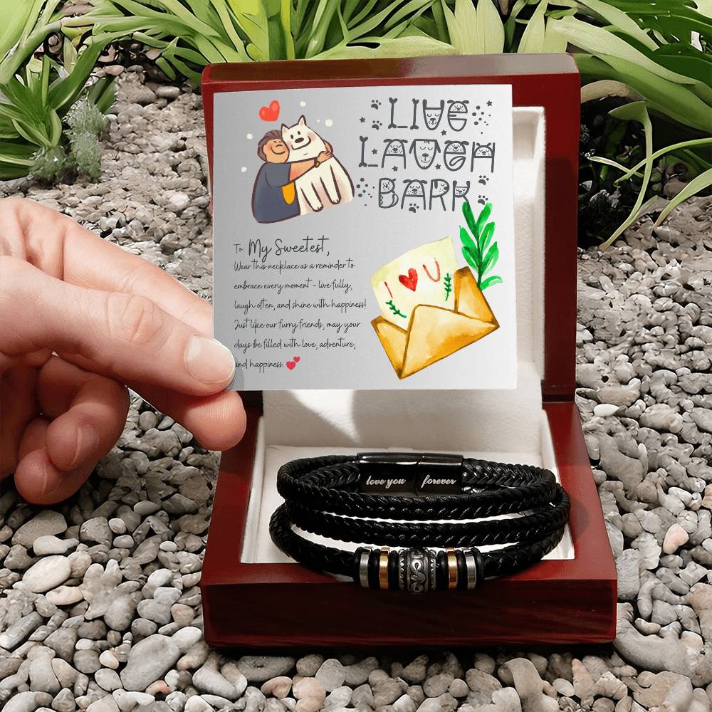 Men's "Love You Forever Bracelet". Engraved with a heartfelt message, two box options.  -BL502