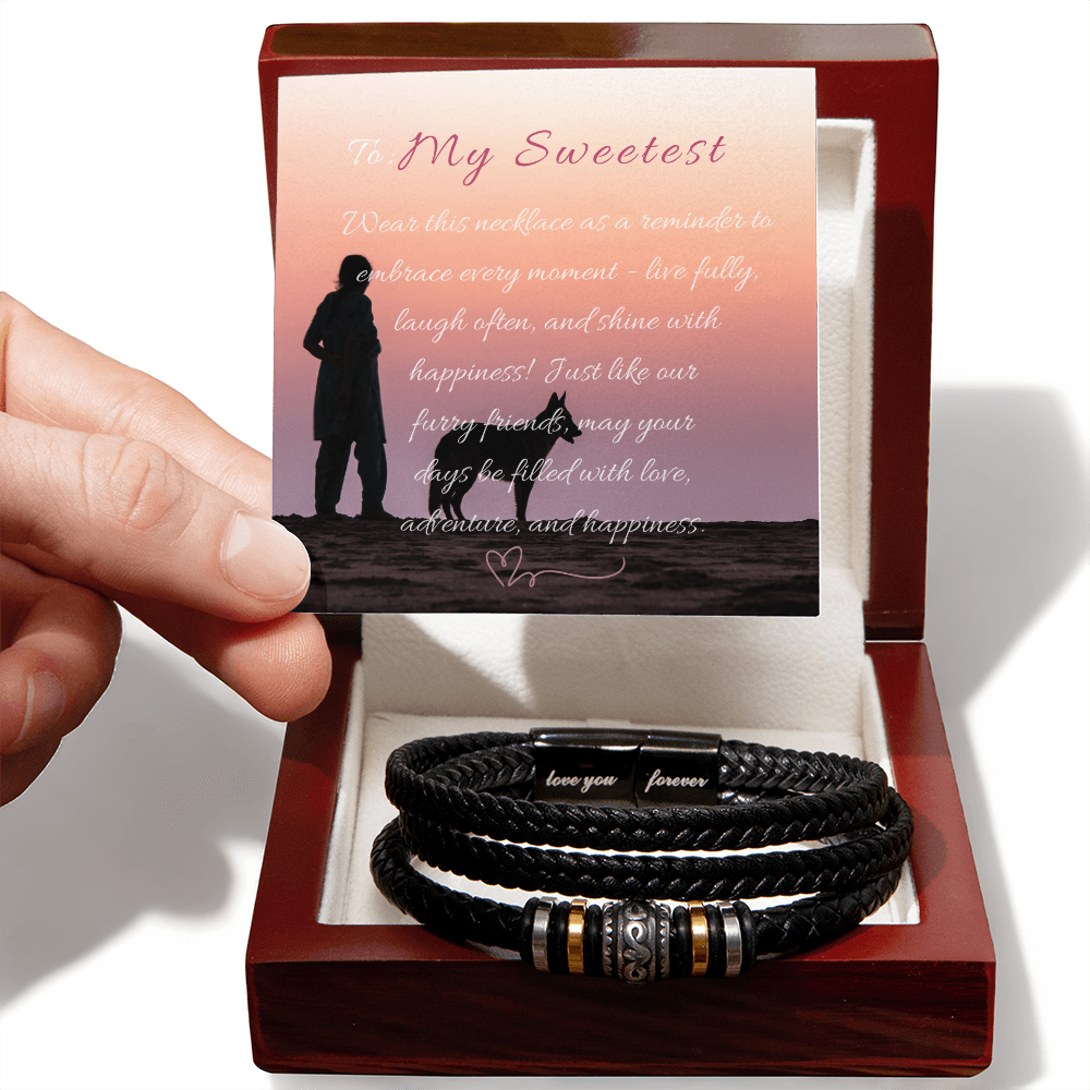 Men's "Love You Forever Bracelet". Engraved with a heartfelt message, two box options. -BL505