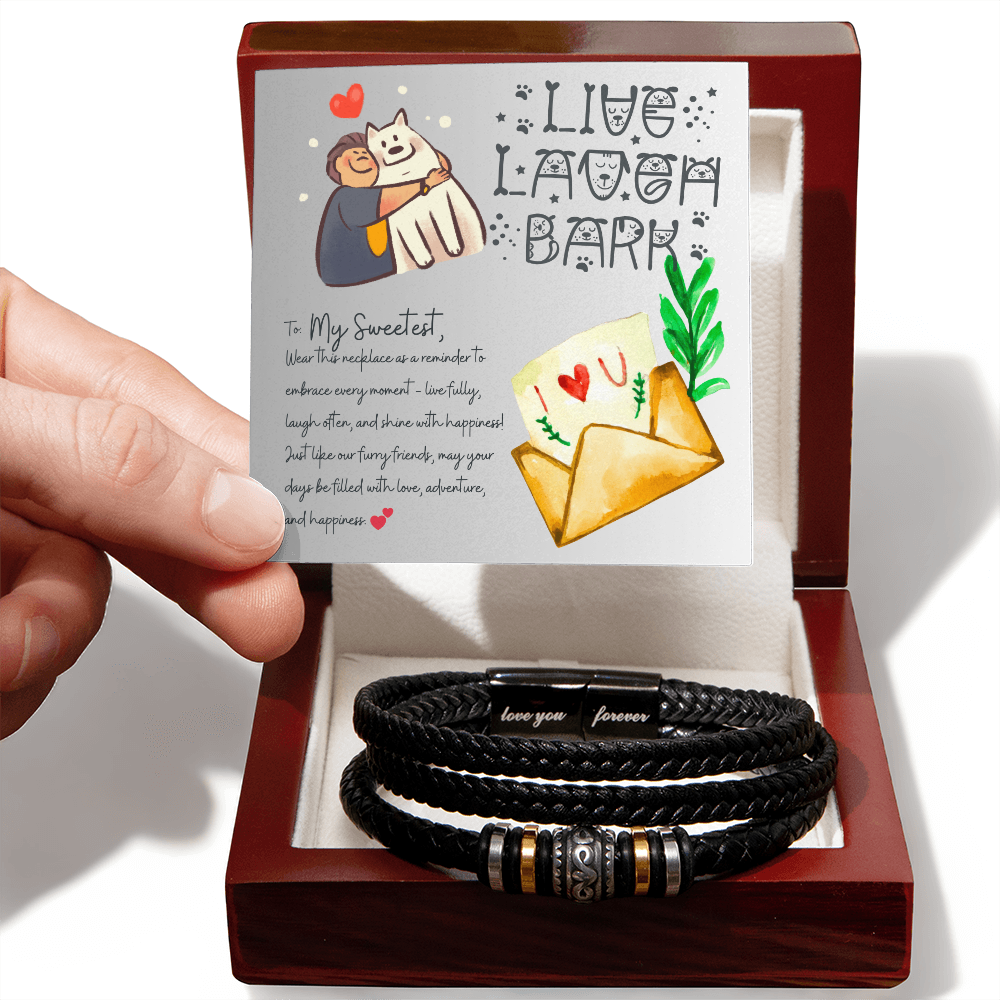 Men's "Love You Forever Bracelet". Engraved with a heartfelt message, two box options.  -BL502