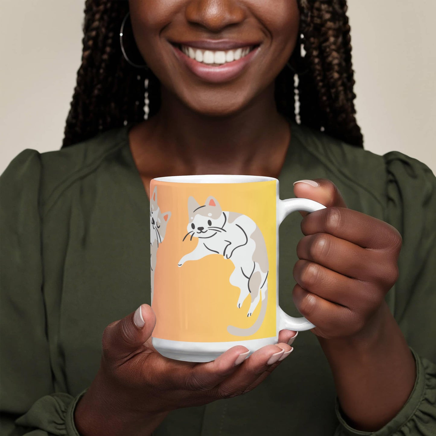 White Glossy Mug / Purr-fectly crafted for cat lovers! -HLMGCT 104