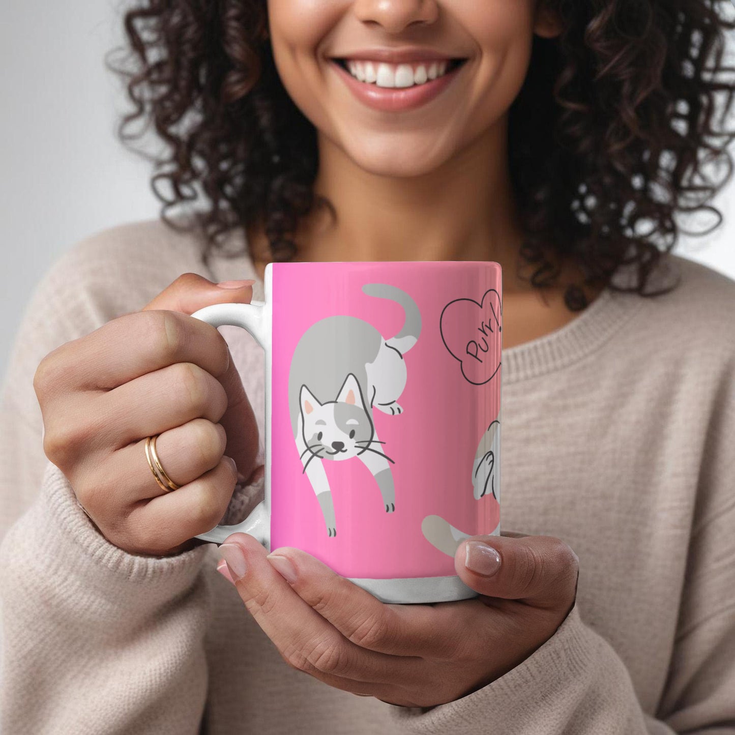 White Glossy Mug / Purr-fectly crafted for cat lovers! -HLMGCT 104